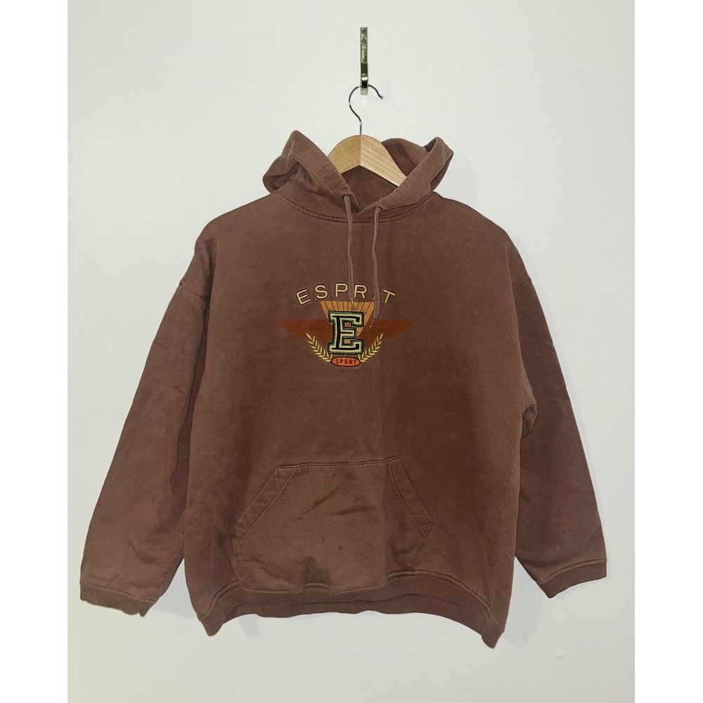 ESPIRIT Vintage Embroidered Brown Hoodie Sweatshirt Pullover‎ 90s Y2K | Medium